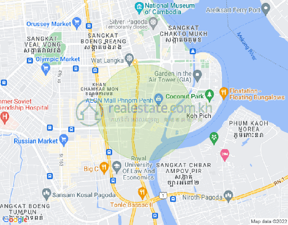 トンレバサック, チャムカモン, プノンペンの地図