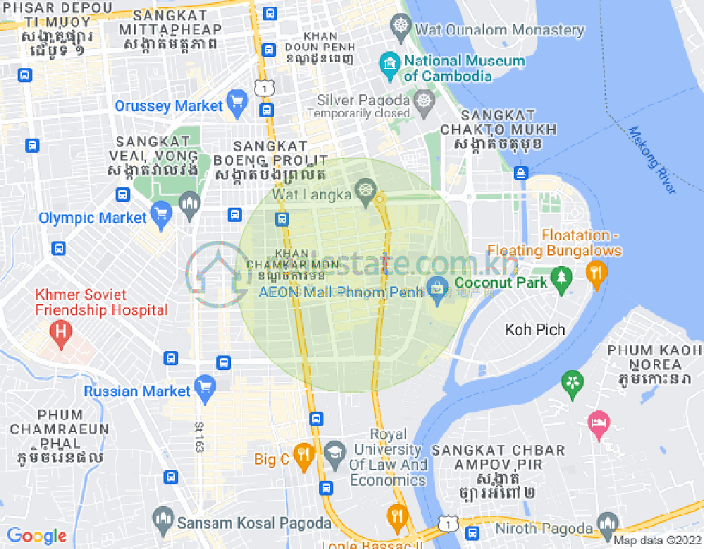 Carte de BKK 1, Boeng Keng Kang, Phnom Penh