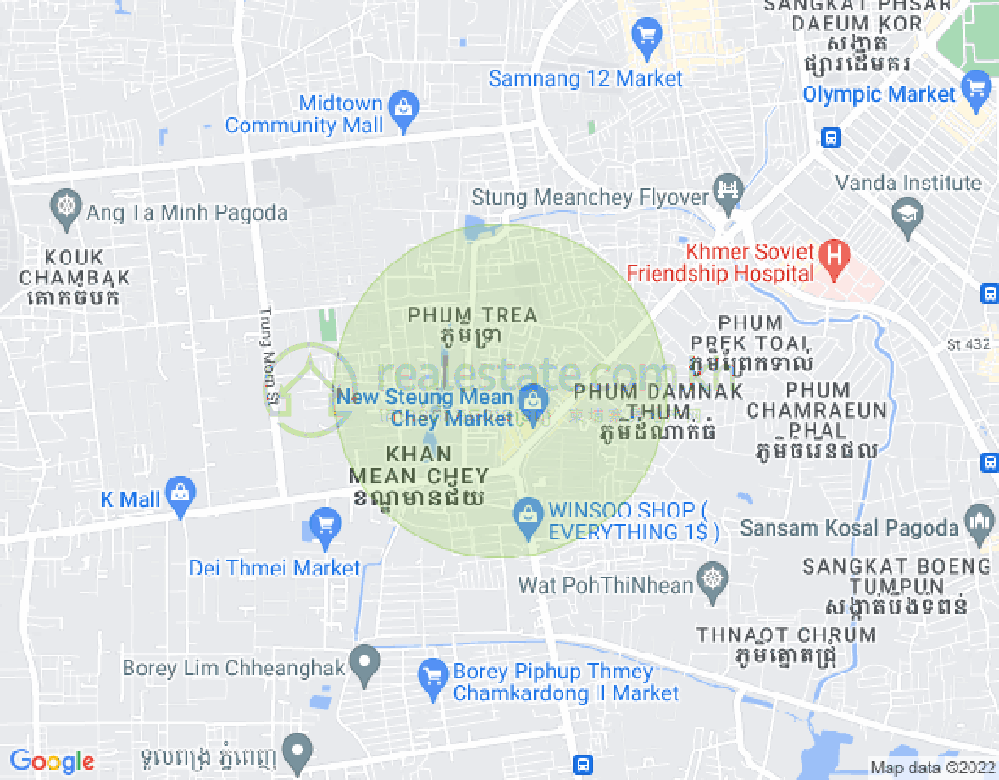 Stueng Mean chey 2镇, 棉芷区, 金边地图