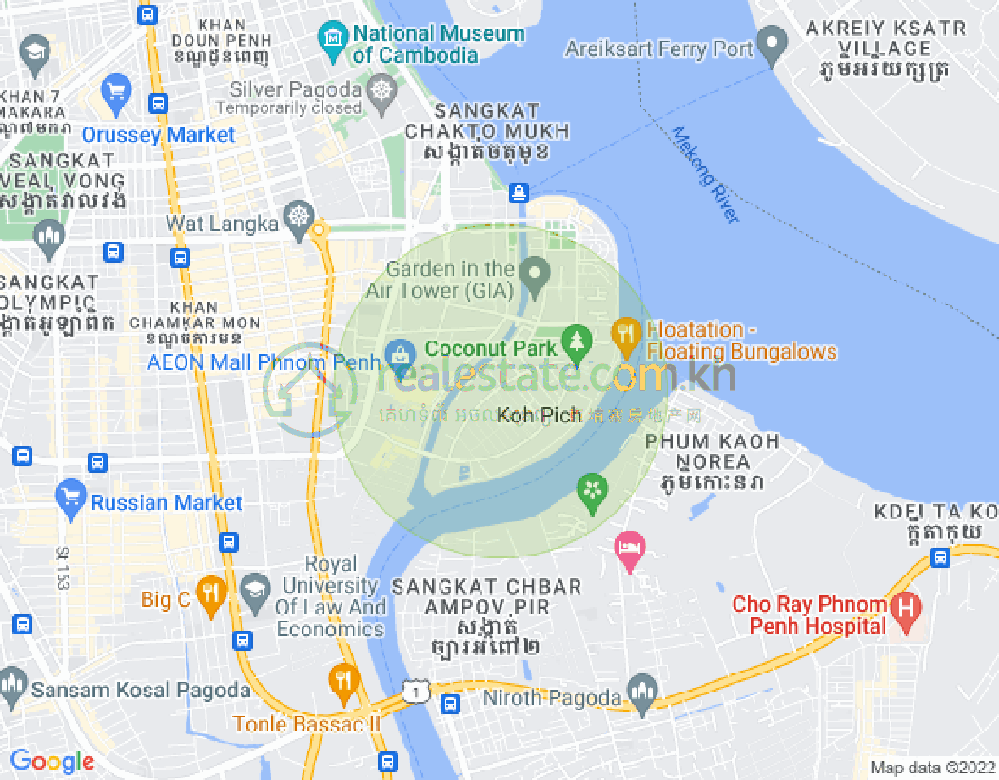 Map of Tonle Bassac, Chamkarmon, Phnom Penh
