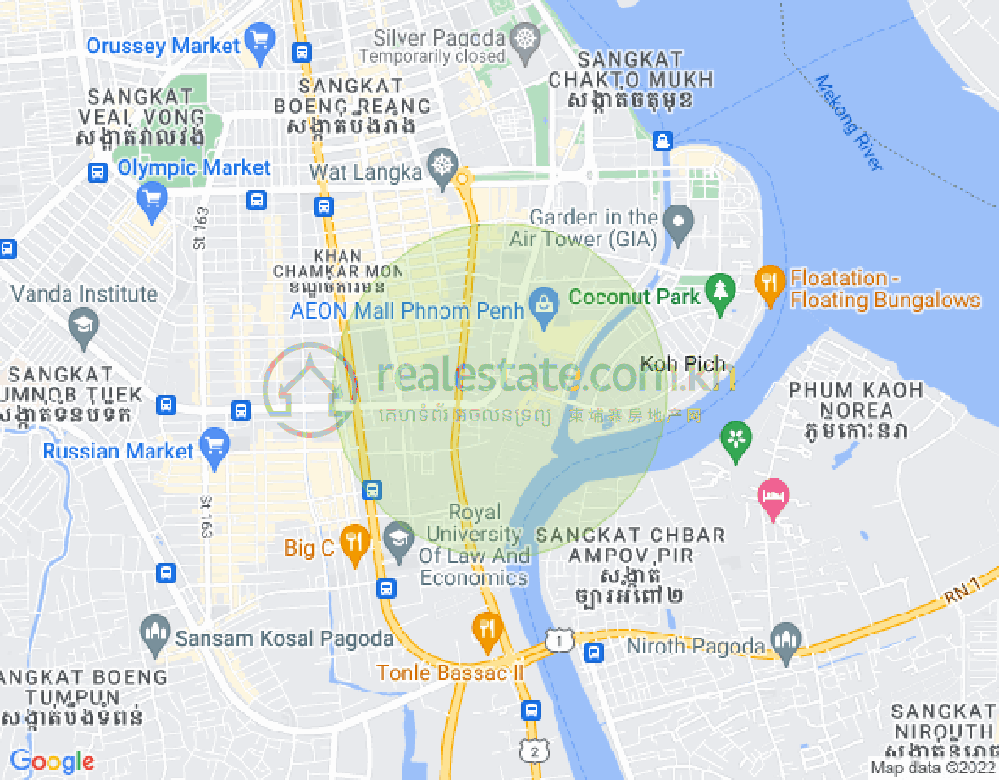 Map of Tonle Bassac, Chamkarmon, Phnom Penh