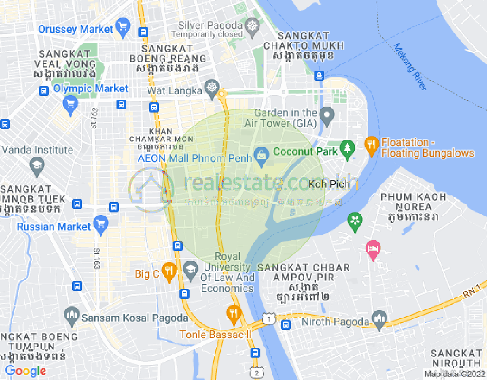 トンレバサック, チャムカモン, プノンペンの地図