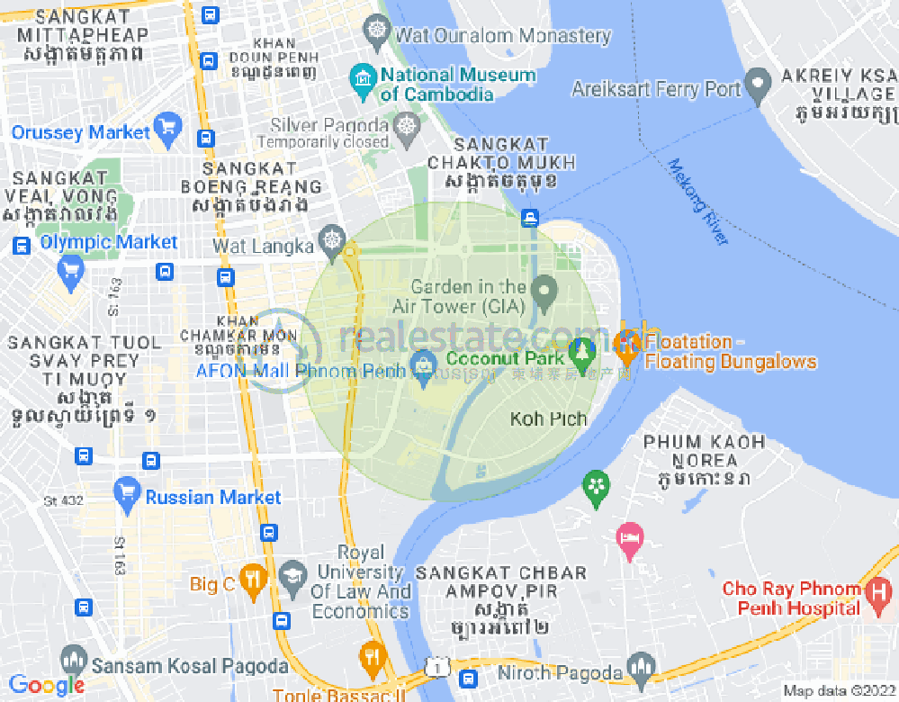 488 488, 万景岗3分区（BKK3), 波哥堪, 金边地图