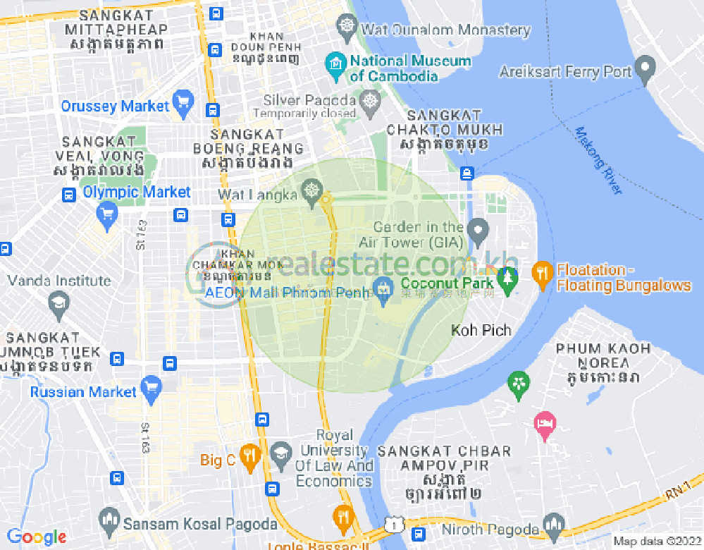 トンレバサック, チャムカモン, プノンペンの地図