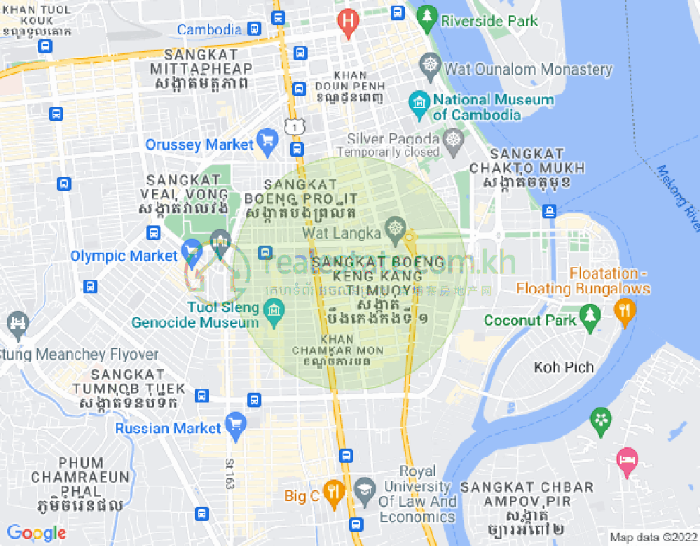 Mapa: BKK 1, Boeng Keng Kang, Phnom Penh