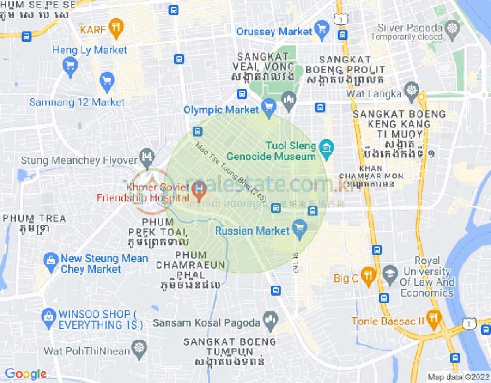Mapa: Toul Tum Poung 1, Chamkarmon, Phnom Penh