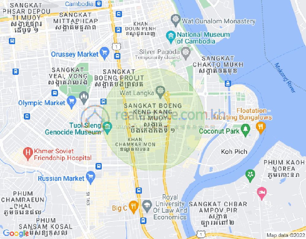 Mapa: BKK 1, Boeng Keng Kang, Phnom Penh