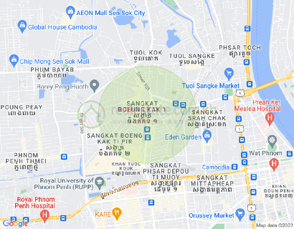 ブン・カック1, トゥールコーク, プノンペンの地図