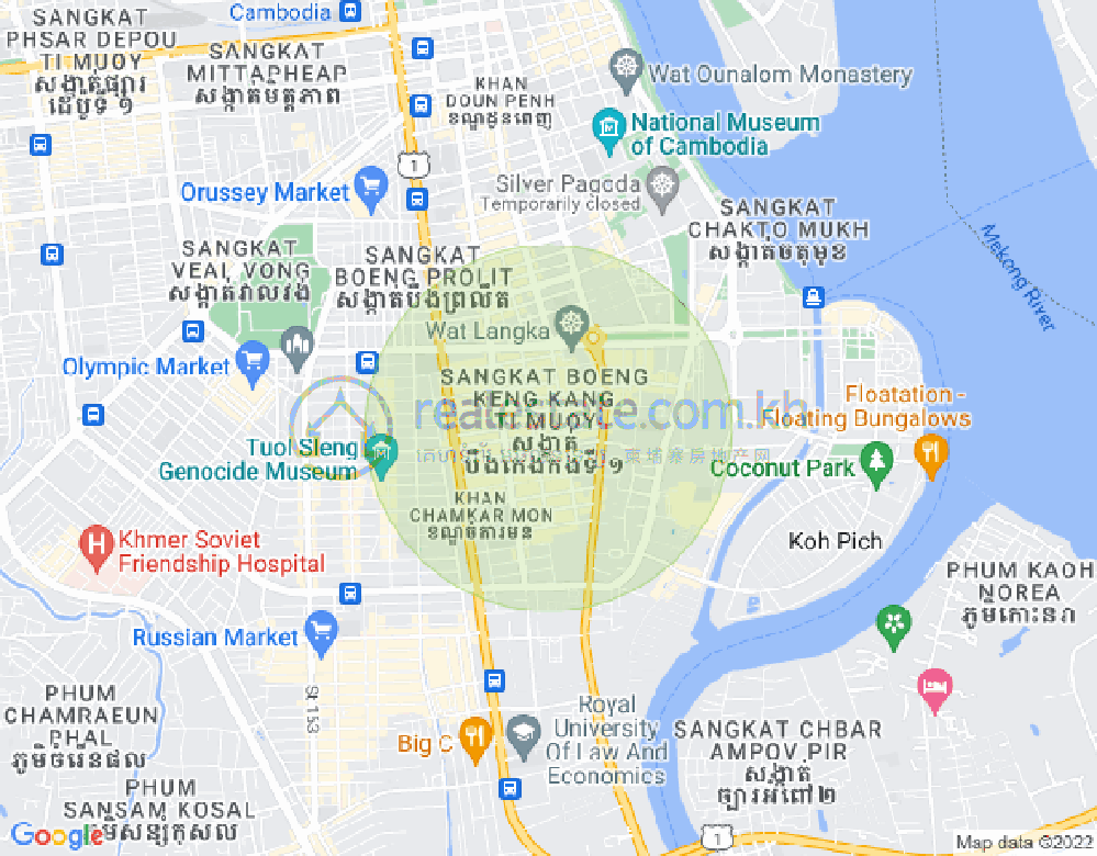 万景岗1分区（BKK1), 波哥堪, 金边地图
