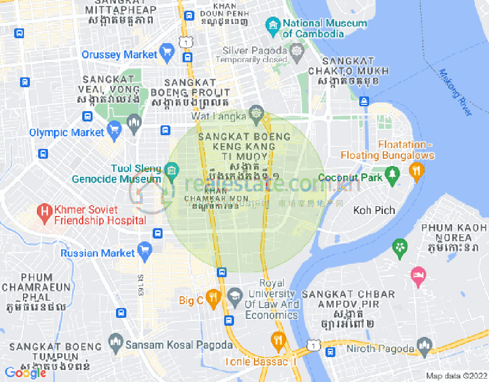 万景岗1分区（BKK1), 波哥堪, 金边地图