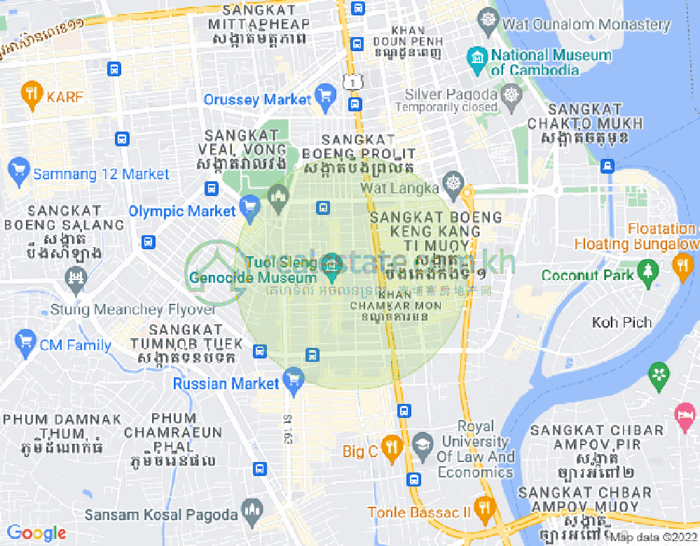 Mapa: BKK 1, Boeng Keng Kang, Phnom Penh