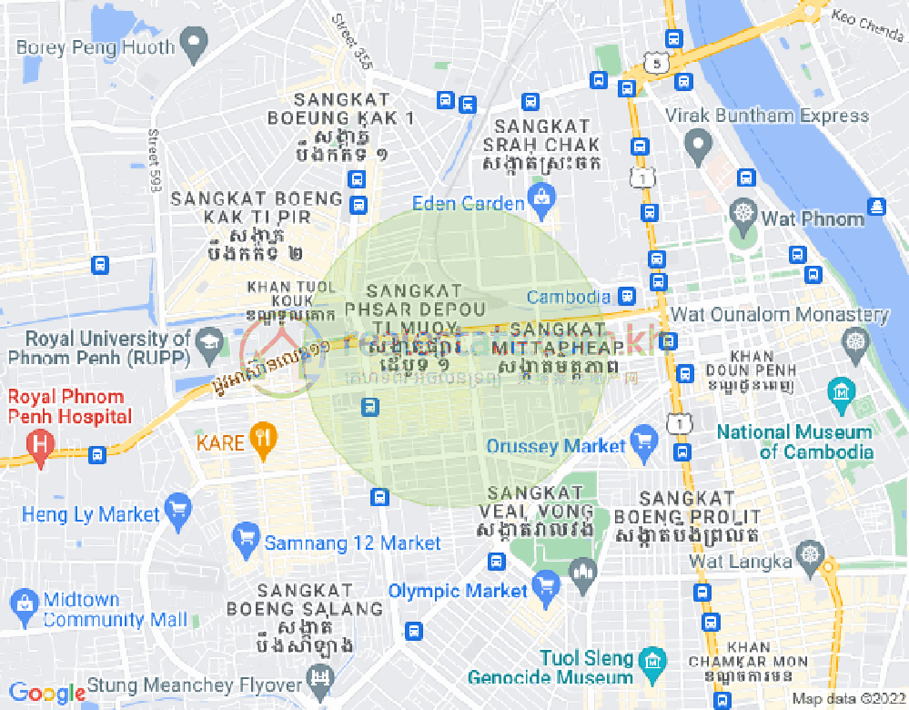 Mapa: Phsar Depou I, Toul Kork, Phnom Penh