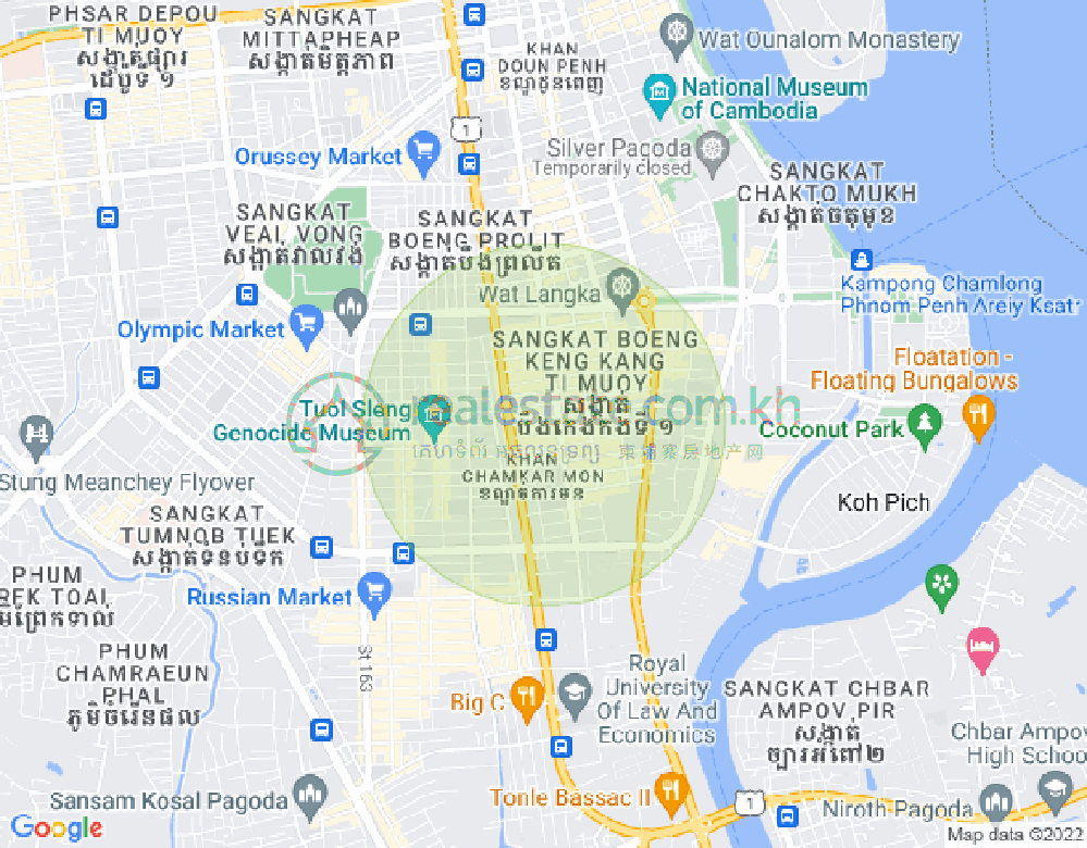 Carte de BKK 1, Boeng Keng Kang, Phnom Penh