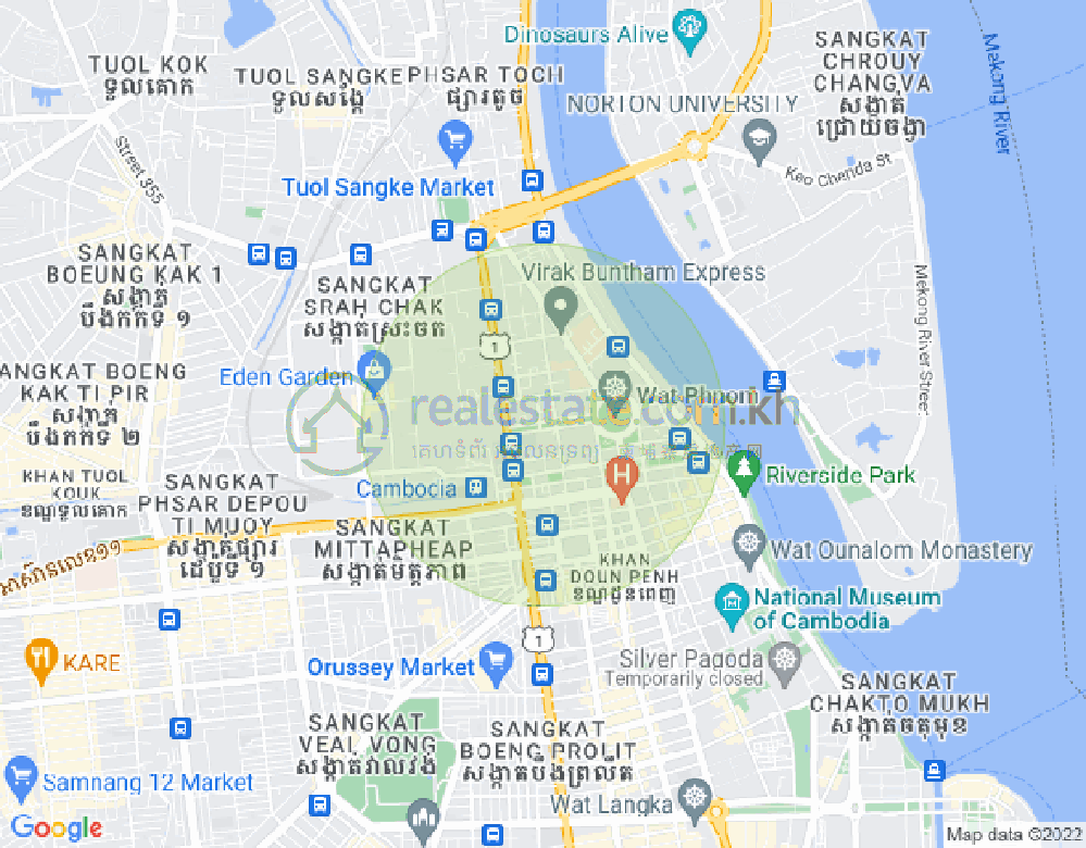 Mapa: Boeng Reang, Daun Penh, Phnom Penh