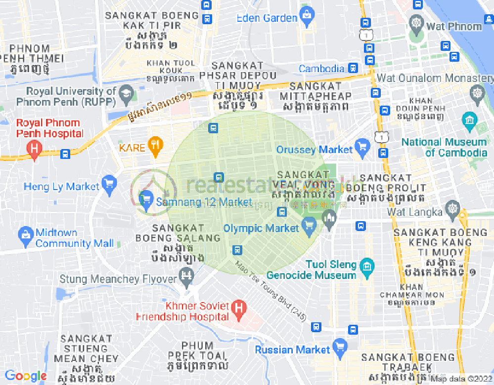ブン・カック1, トゥールコーク, プノンペンの地図