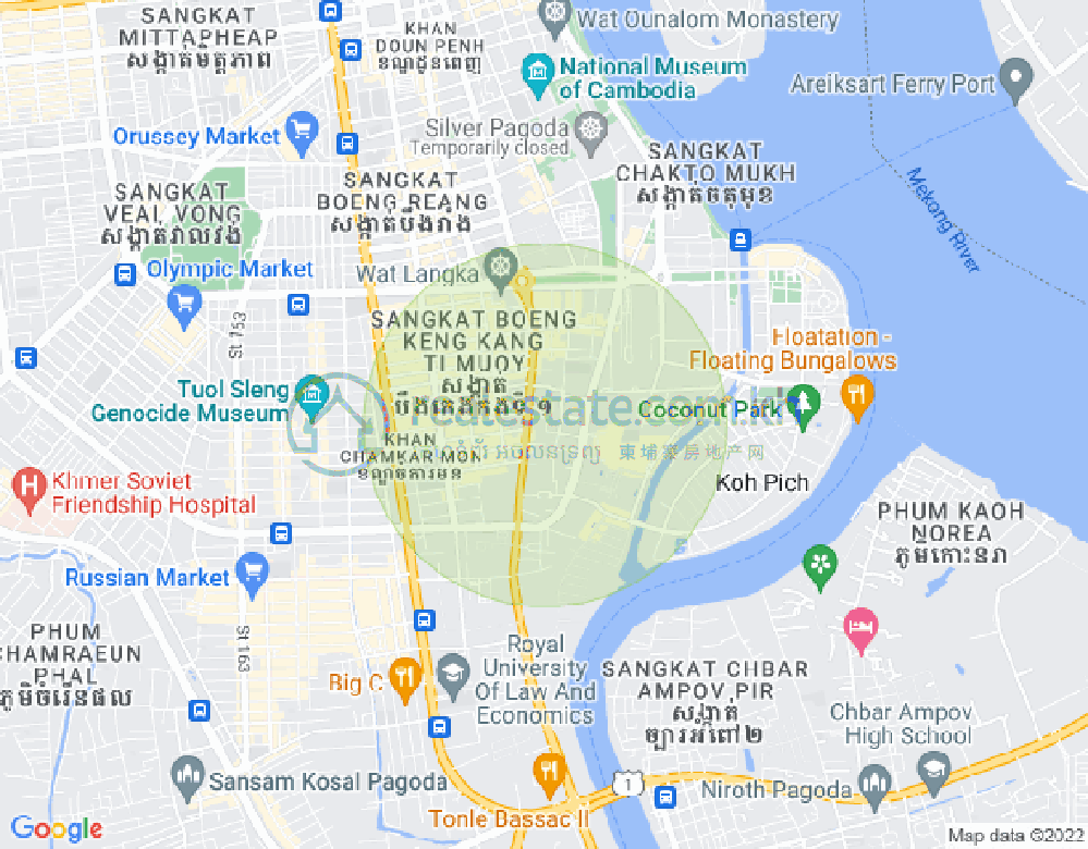 トンレバサック, チャムカモン, プノンペンの地図