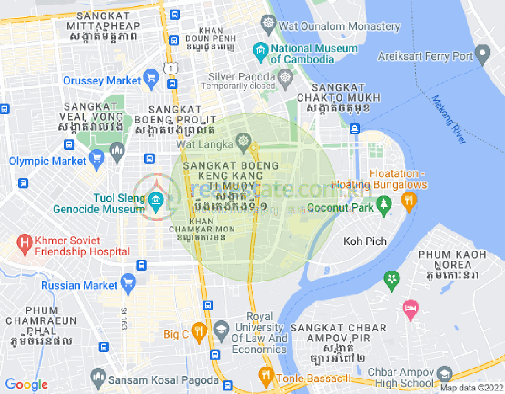 万景岗1分区（BKK1), 波哥堪, 金边地图