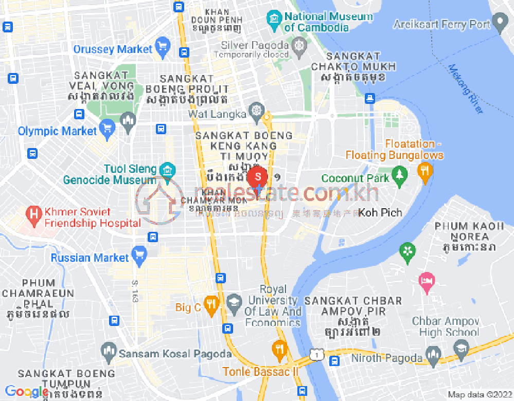 Map of Tonle Bassac, Chamkarmon, Phnom Penh
