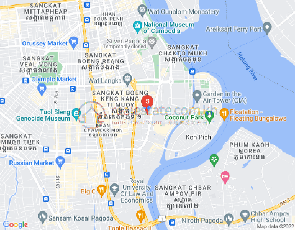 Map of Tonle Bassac, Chamkarmon, Phnom Penh