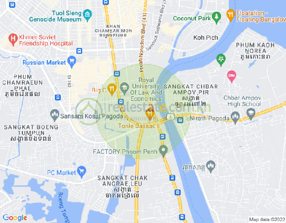 Map of Phsar Daeum Thkov, Chamkarmon, Phnom Penh