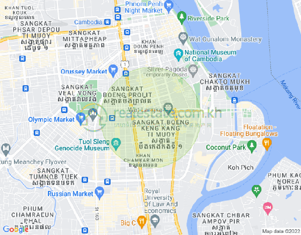 Mapa: BKK 1, Boeng Keng Kang, Phnom Penh