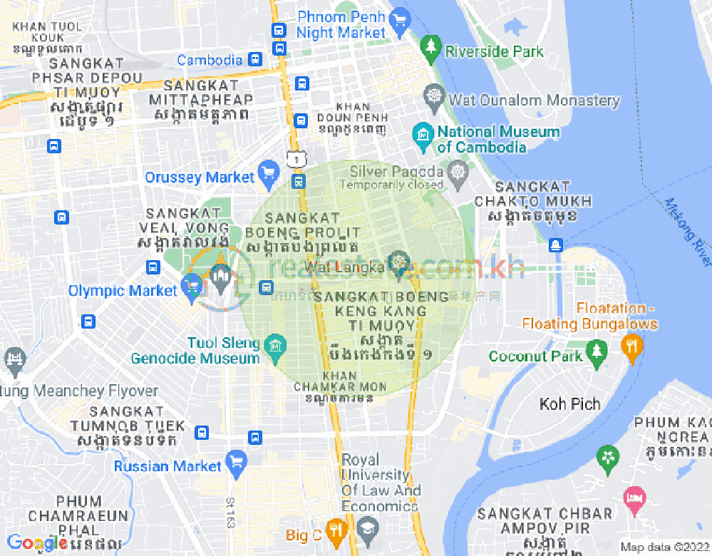 万景岗1分区（BKK1), 波哥堪, 金边地图