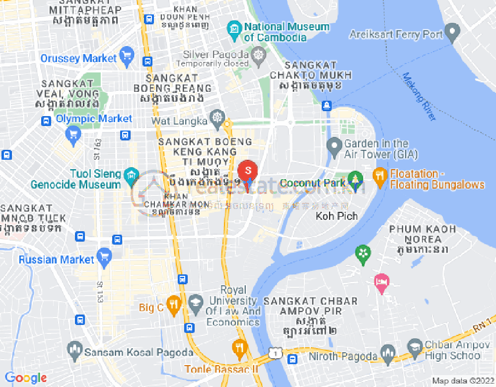 トンレバサック, チャムカモン, プノンペンの地図