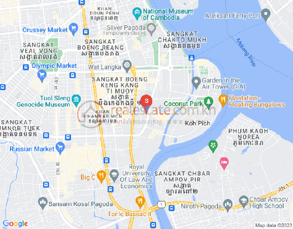 Карта Тонле Бассак, Чамкармон, Пномпень
