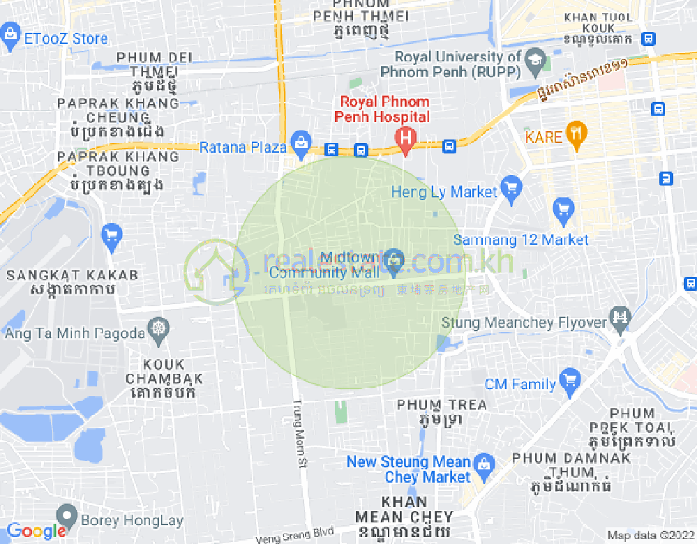Mapa: Tuek Thla, Sen Sok, Phnom Penh