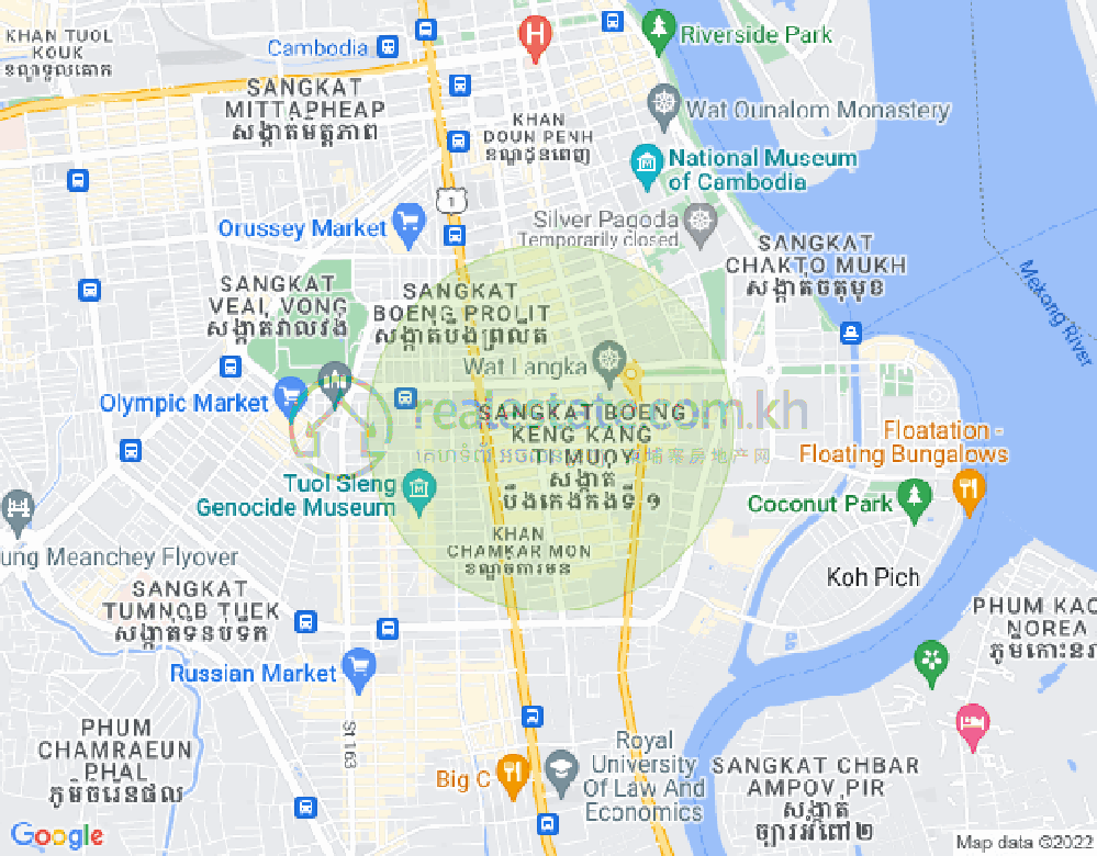 BKK 1, ボンケンコン, プノンペンの地図