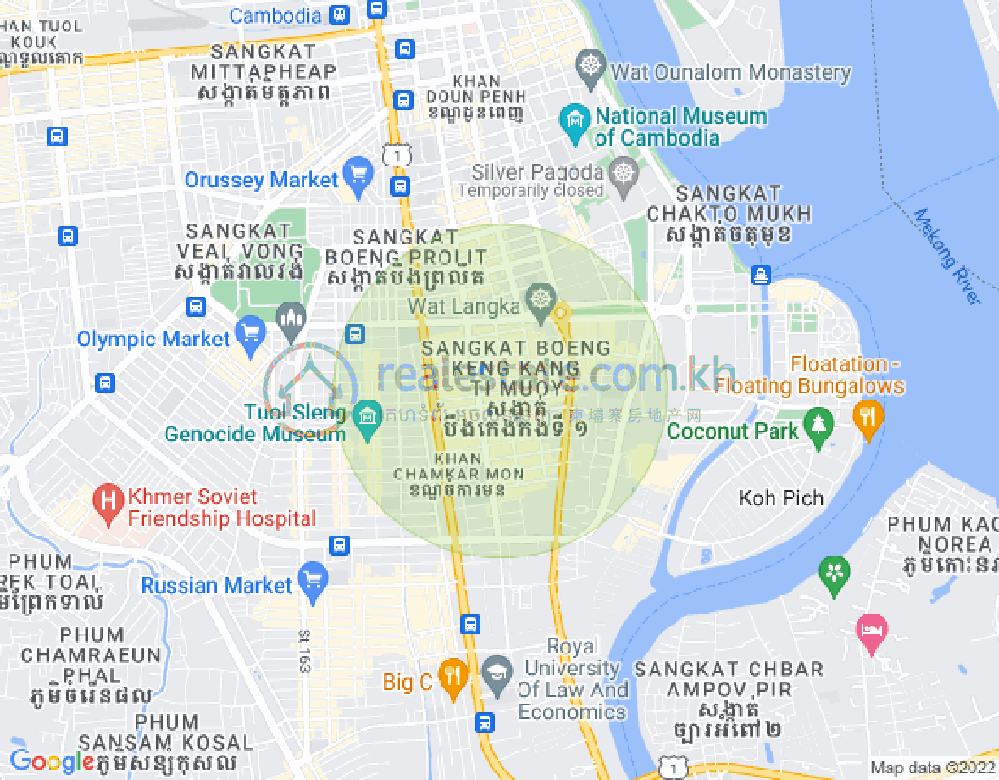 Carte de BKK 1, Boeng Keng Kang, Phnom Penh