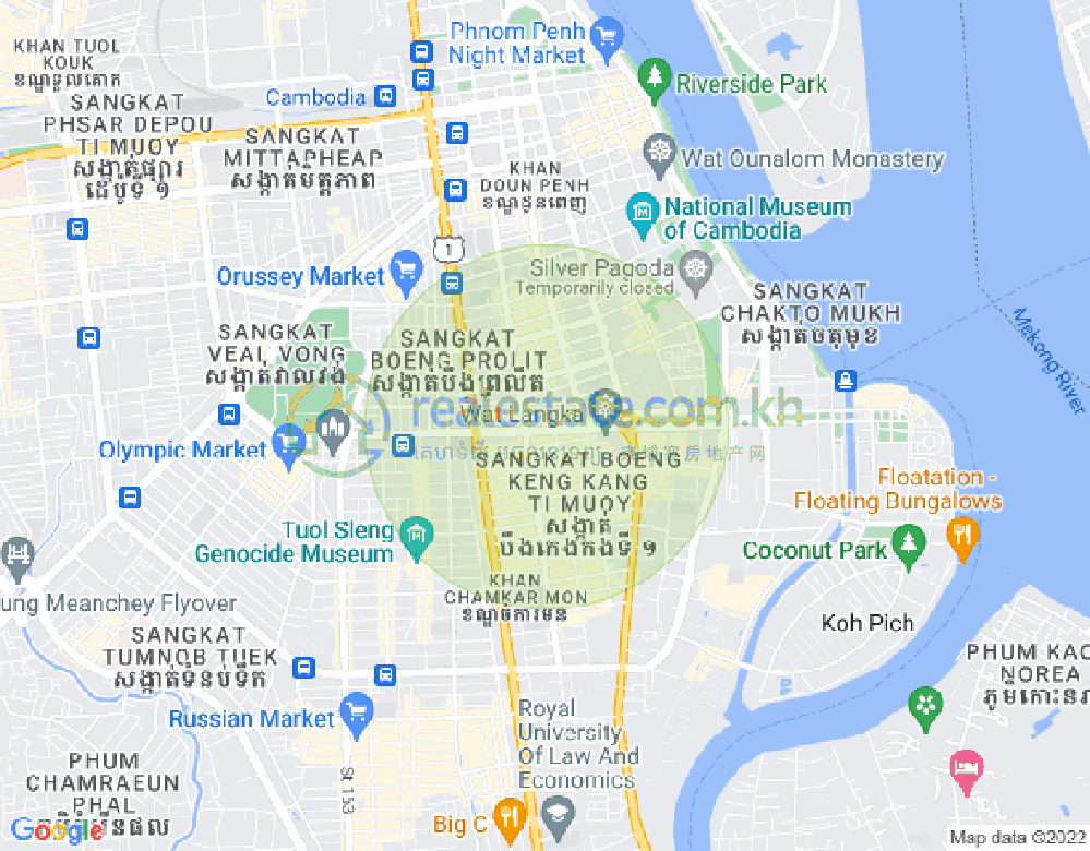 Carte de BKK 1, Boeng Keng Kang, Phnom Penh