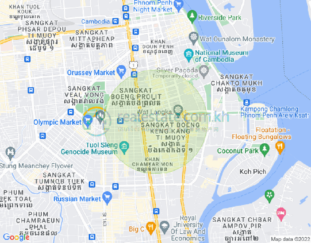 Carte de BKK 1, Boeng Keng Kang, Phnom Penh