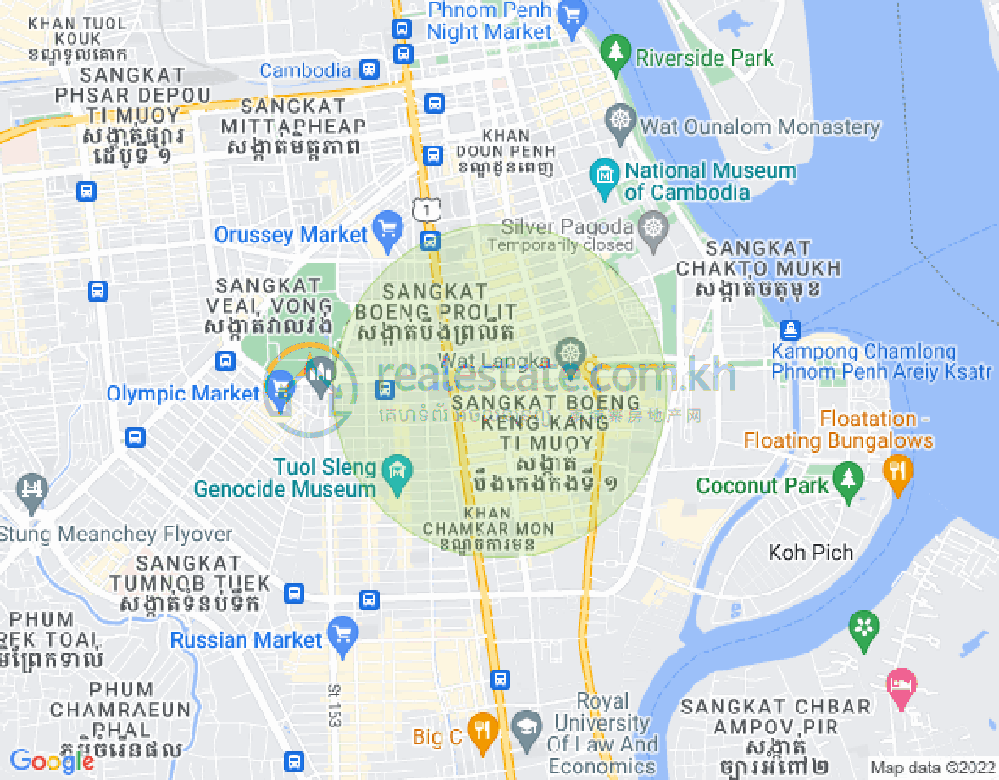 Carte de BKK 1, Boeng Keng Kang, Phnom Penh