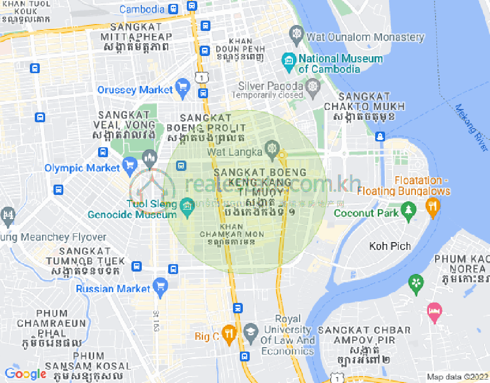 Mapa: BKK 1, Boeng Keng Kang, Phnom Penh