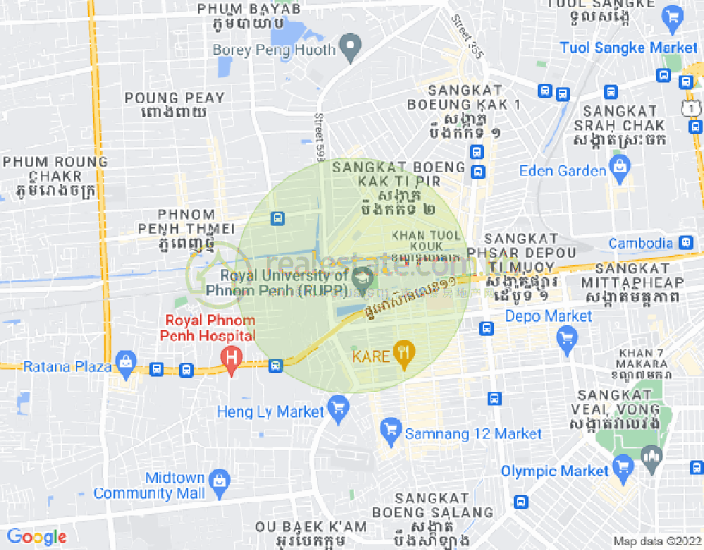 Mapa: Phsar Depou I, Toul Kork, Phnom Penh