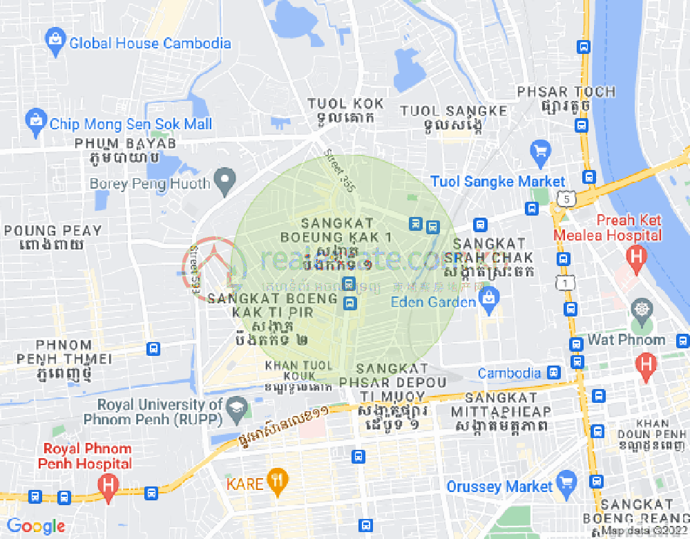 万谷湖1分区, 堆谷区, 金边地图
