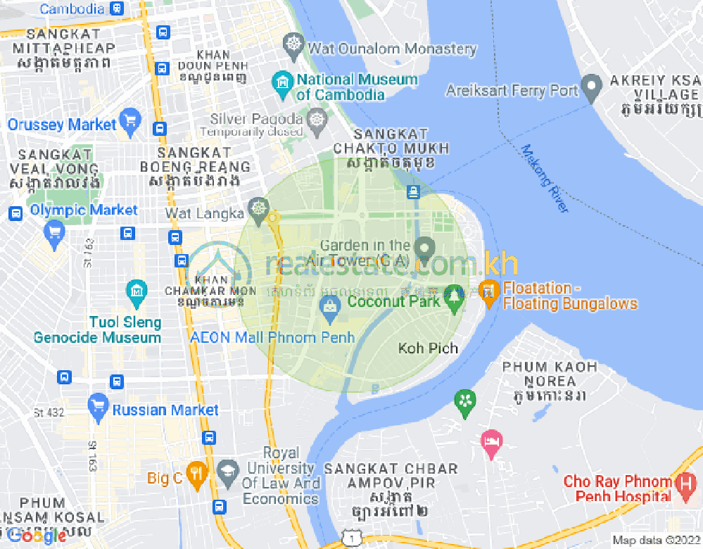 トンレバサック, チャムカモン, プノンペンの地図