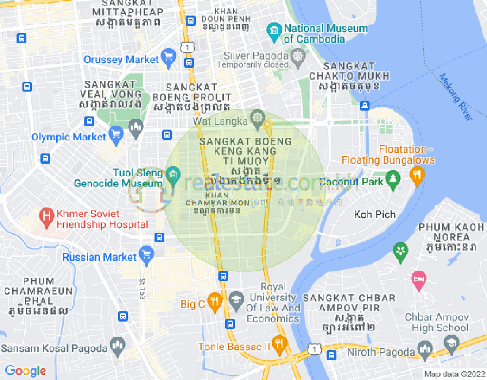 万景岗1分区（BKK1), 波哥堪, 金边地图