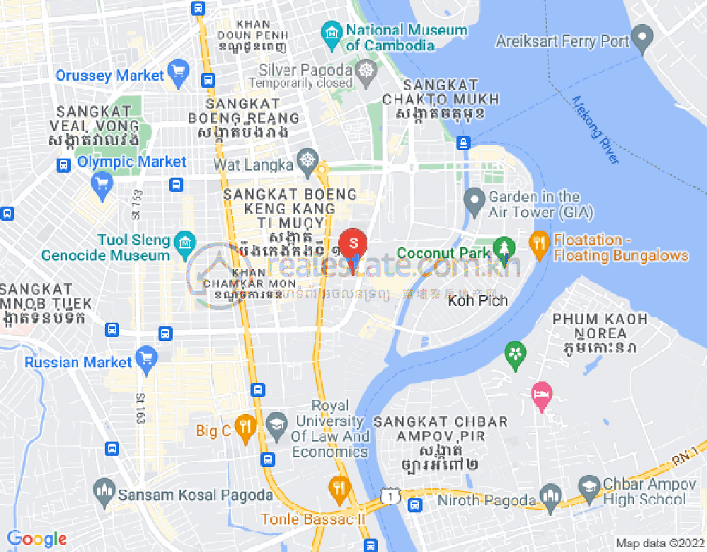 トンレバサック, チャムカモン, プノンペンの地図