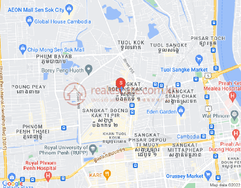 แผนที่ บึงกัก 1, ตuolโกก, พนมเปญ