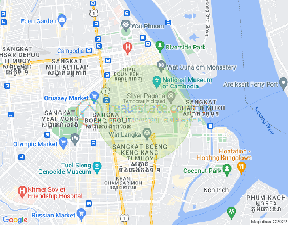 Boeng Reang镇, 隆边区, 金边地图