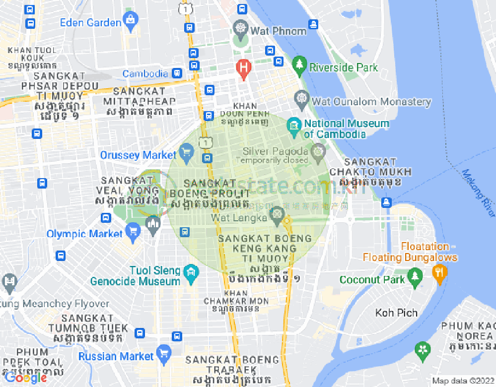 下市仔2分区, 隆边区, 金边地图