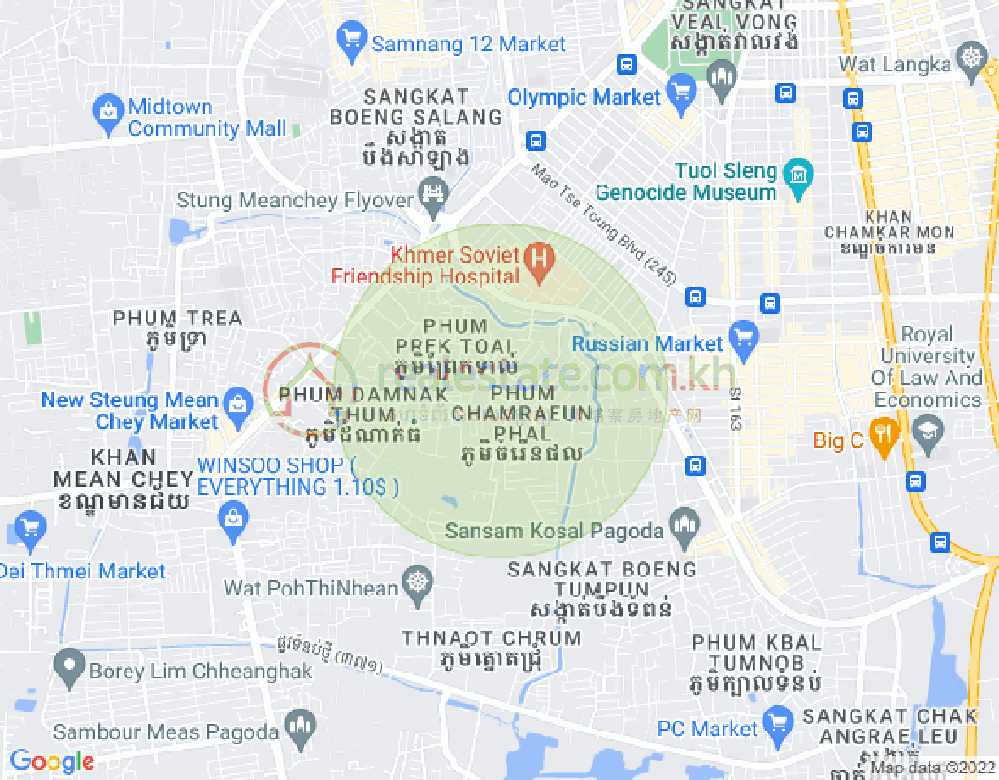 Boeung Tumpun分区, 棉芷区, 金边地图