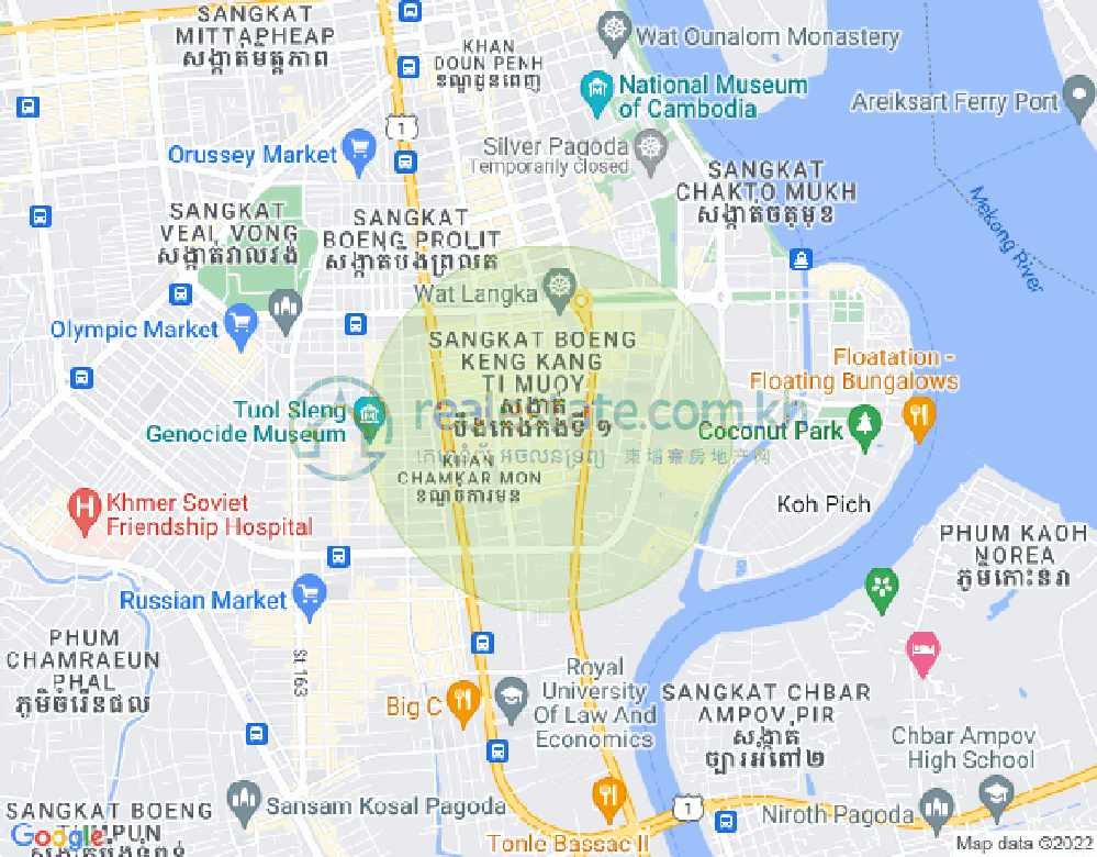 万景岗1分区（BKK1), 波哥堪, 金边地图
