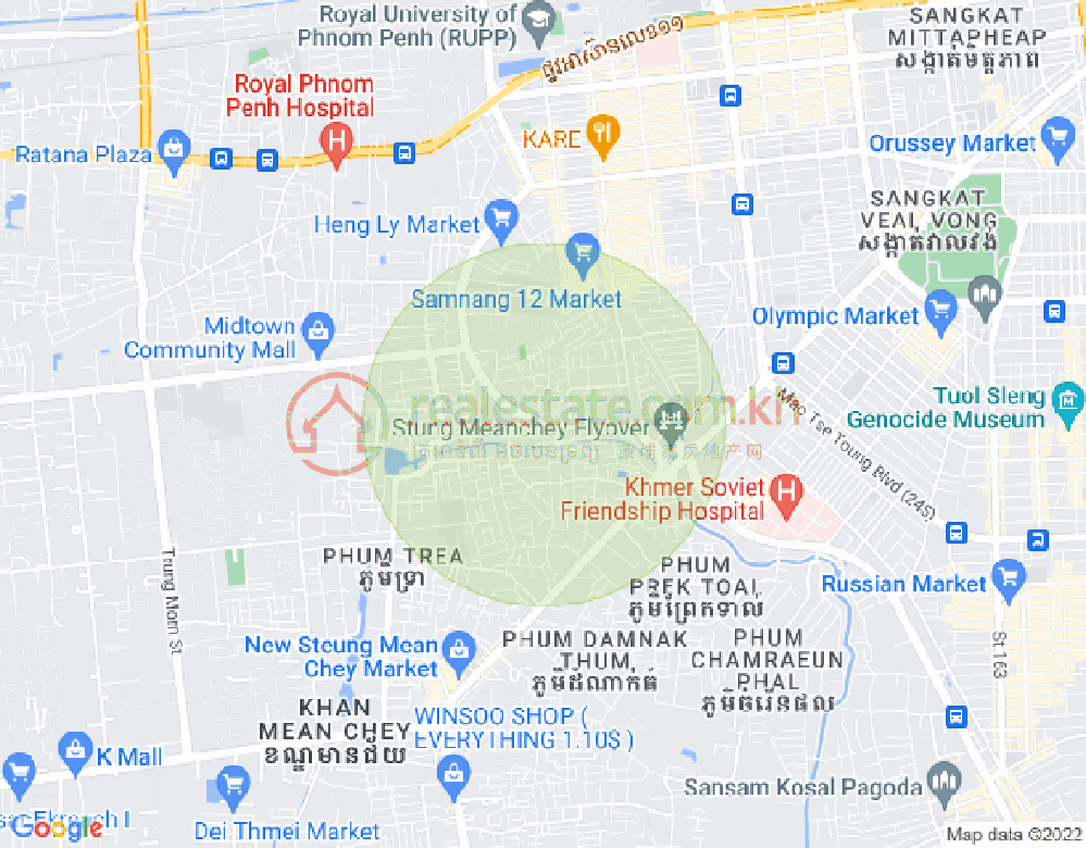 Mapa: Tuek Thla, Sen Sok, Phnom Penh
