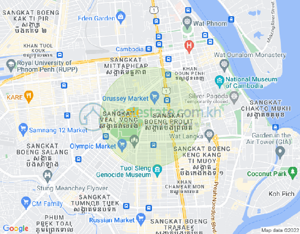 Mapa: Ou Ruessei 1, 7 Makara, Phnom Penh