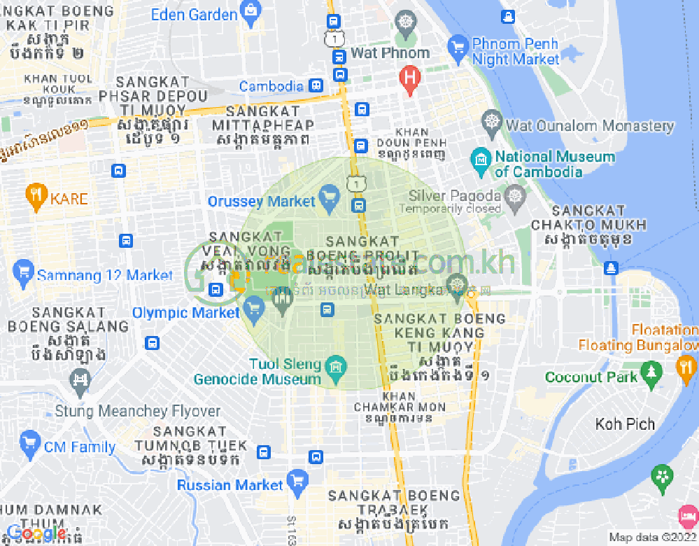 Mapa: Ou Ruessei 1, 7 Makara, Phnom Penh