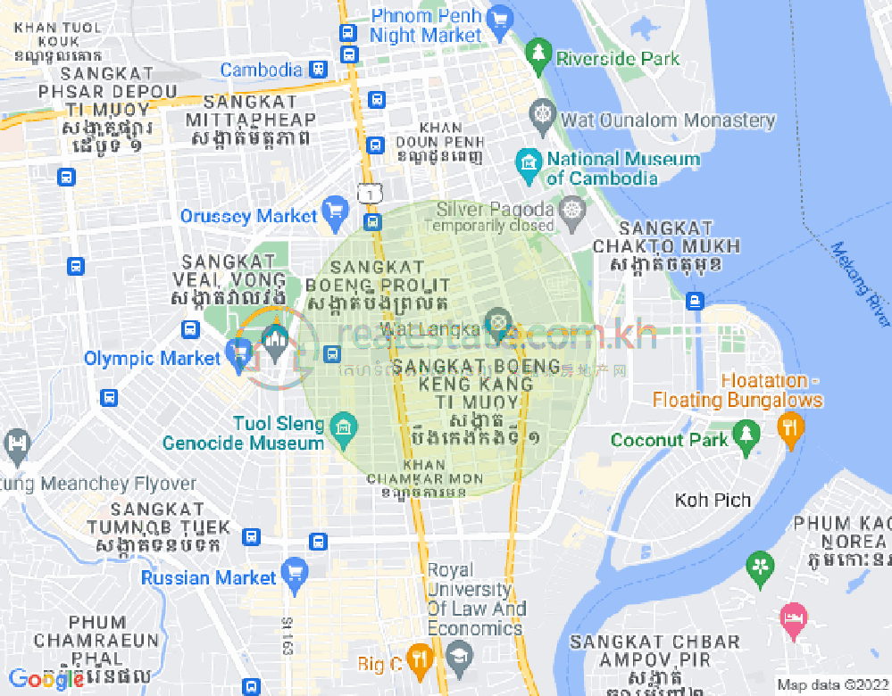 Carte de BKK 1, Boeng Keng Kang, Phnom Penh