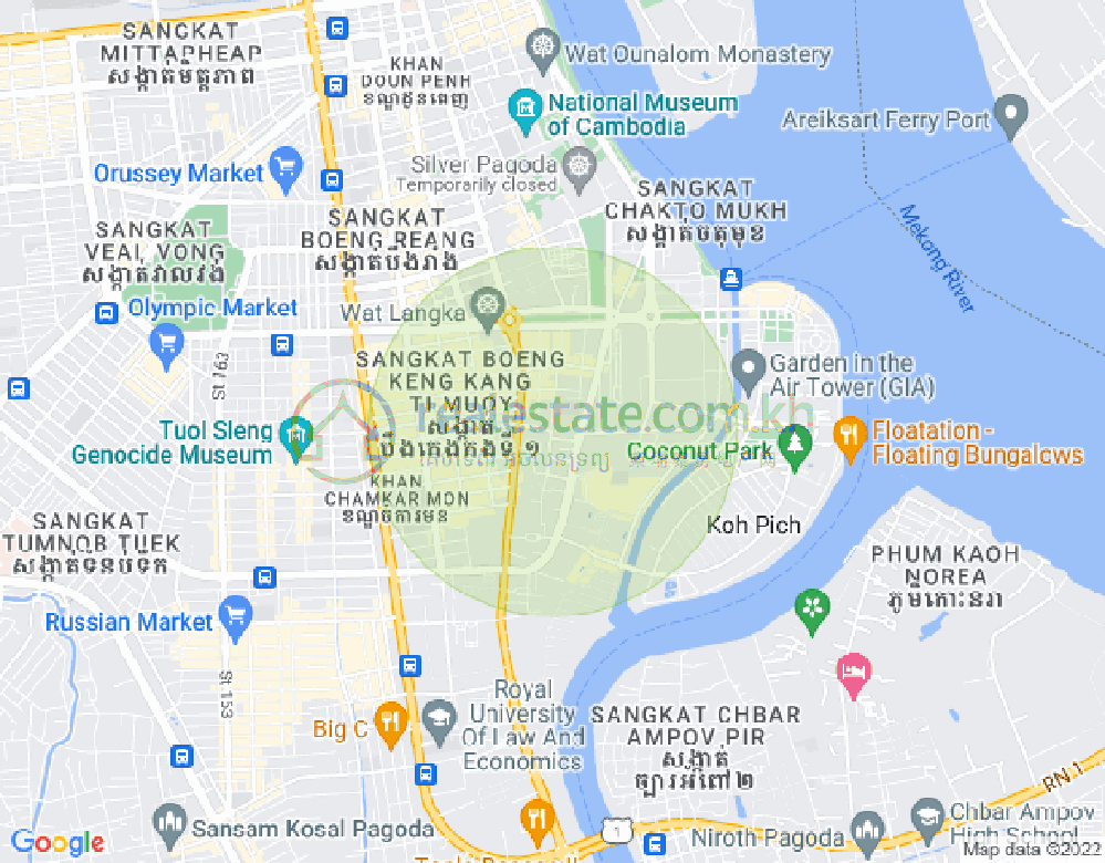 Map of Tonle Bassac, Chamkarmon, Phnom Penh